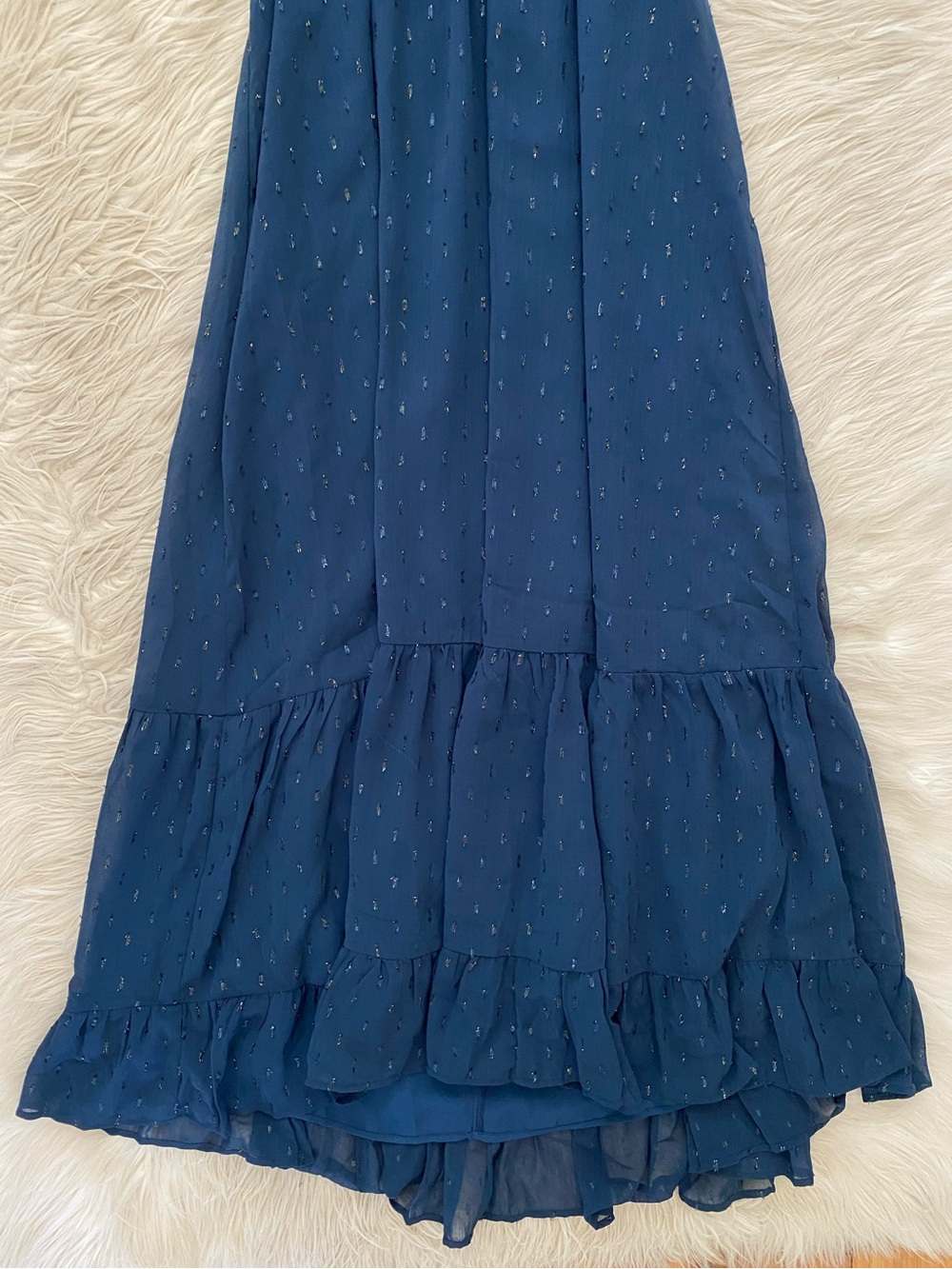 Petal & Pup Harmony Maxi Dress Navy Blue V-Neck Open Corset Back Formal Gown S - Picture 4 of 14